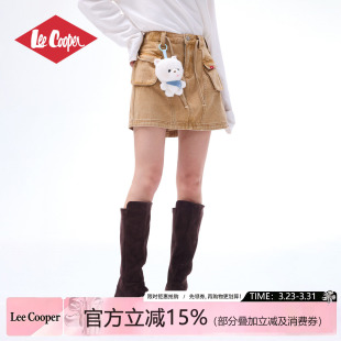Cooper工装 简约日常通勤女装 牛仔短裙春季 时尚 系带A字裙 新款 Lee