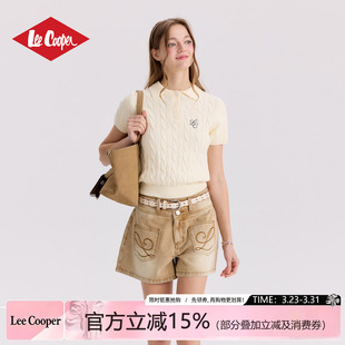 春新款 Lee 女百搭亲肤软糯刺绣新款 短袖 Cooper针织polo衫