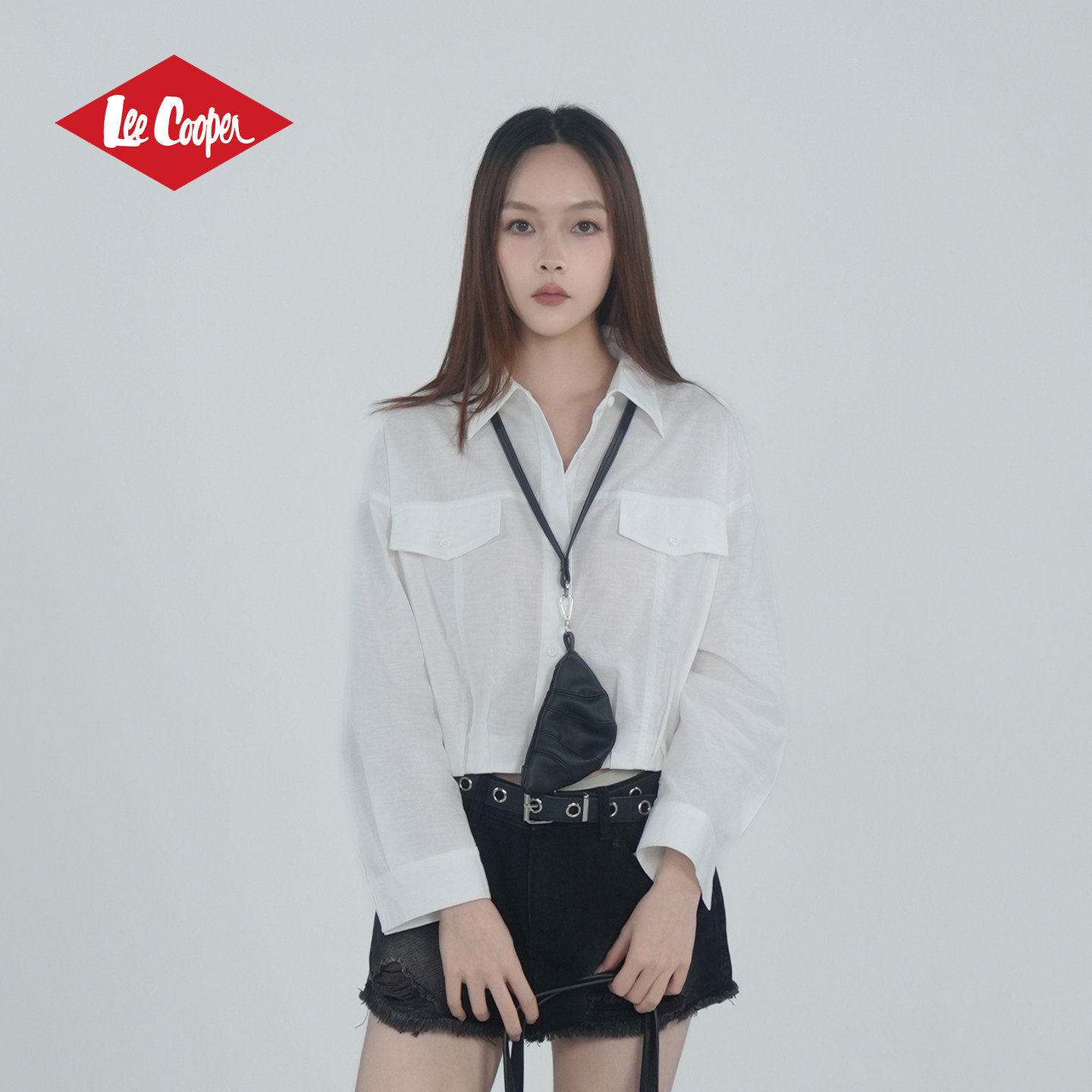 Lee Cooper衬衫长袖防晒短款百搭正式女生休闲宽松多口袋外穿新款