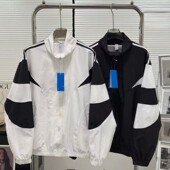 2026春秋新款 透气风衣外套潮 三条杠休闲运动立领夹克男女拼色薄款