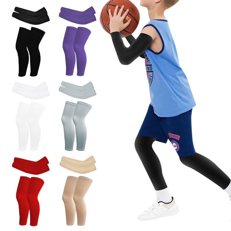 夏季儿童防晒腿套自行车速干冰丝袖套组合款户外防紫外线骑行冰袖