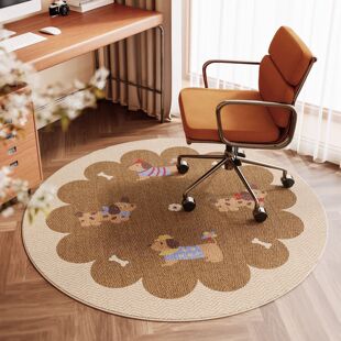 圆形地毯椅子垫书房转椅学习椅电竞椅电脑椅子地垫水晶绒隔音防滑