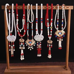 新中式璎珞红色背云长璎珞汉服中古典璎珞复古项链长款背云长流苏