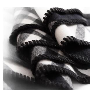 韩版黑色羊毛围巾女冬季高级感双面格子纹保暖围脖加厚仿羊绒披肩