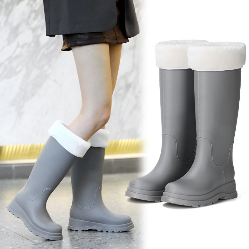 雨鞋女时尚冬外穿水鞋成人加绒高筒雨靴防水防滑新款胶鞋长筒靴子