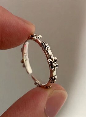 小众设计鸢尾花开口戒指女轻奢