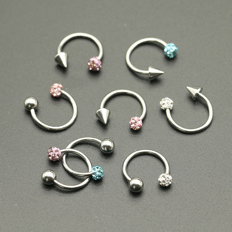 马蹄环唇环唇钉钛钢穿刺香巴拉钻泥巴球爆闪尖锥头金属朋克风,饰品/流行首饰/时尚饰品新,唇环/唇钉,淘宝优惠券,粉丝福利购,淘宝优惠卷