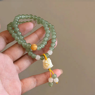 新中式醒狮双层叠戴串珠手链女简约冷淡清冷感手串高颜值古风手饰