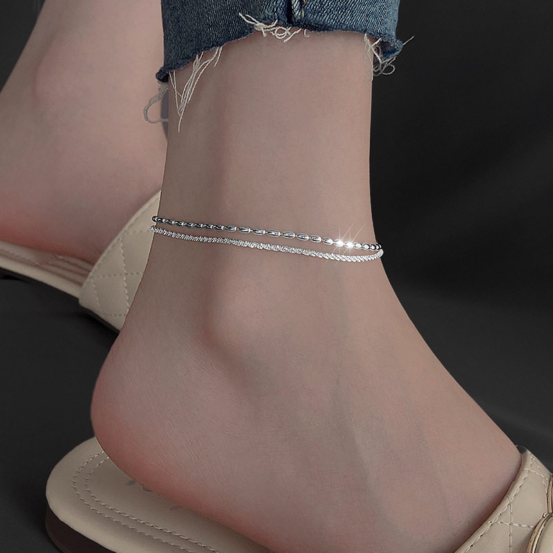 米粒满天星双层脚链女小众设计脚饰足链性感脚环脚踝链夏2026新款