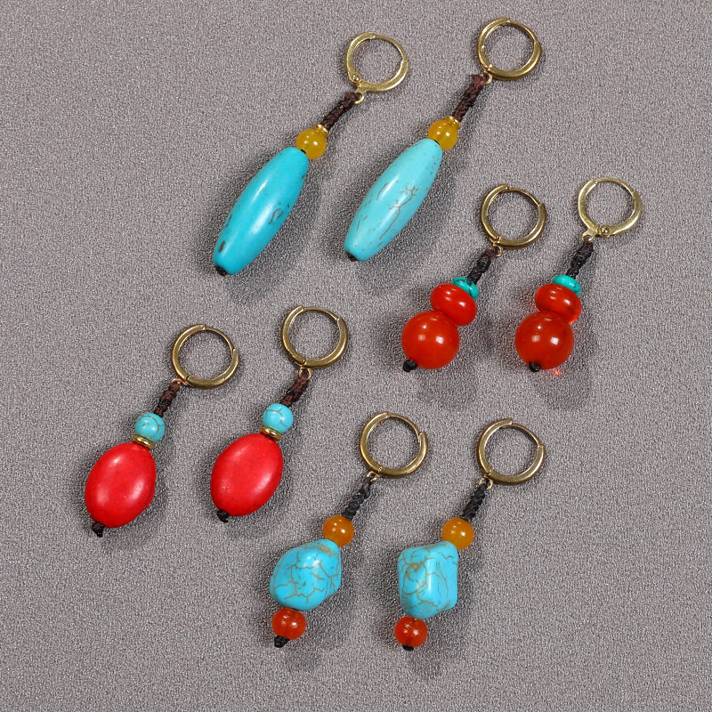 丁真同款耳钉耳饰仿绿松石藏式耳环民族风藏族饰品耳坠耳洞耳夹,饰品/流行首饰/时尚饰品新,民族风耳饰,淘宝优惠券,粉丝福利购,淘宝优惠卷