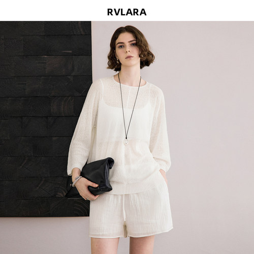 RVLARA)轻透亚麻混纺针织上衣