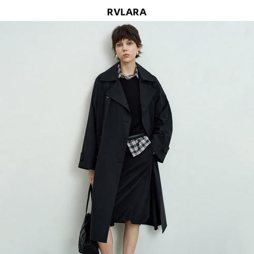 RVLARA法式慵懒哑光轻便长风衣
