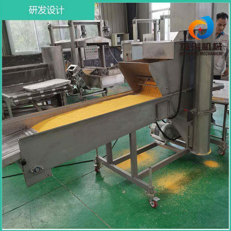 全自动脆脆鱼上浆机糠料循环使用的鱼排上糠机黄金带鱼裹糠机