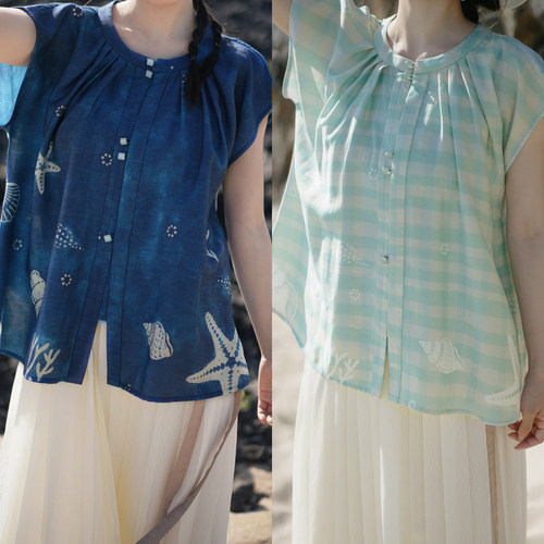 茱萸汉服｜我觉得海星&布星 仿灰缬汉元素圆领比甲 夏日女装日常