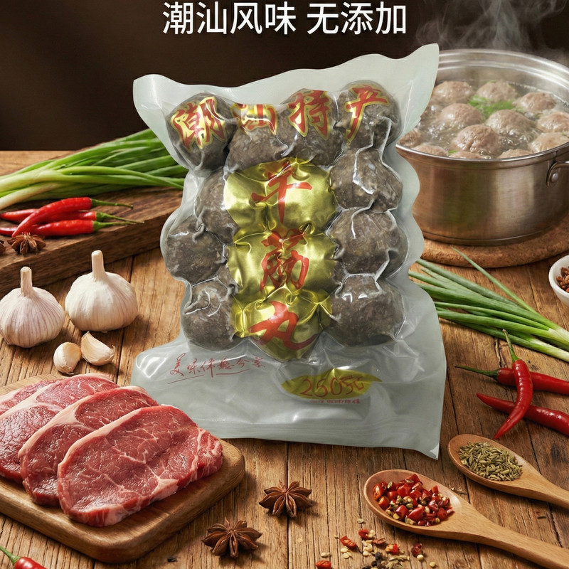 【老k优选】潮汕牛肉丸正宗新鲜冷冻牛筋丸火锅麻辣烫煮汤丸子