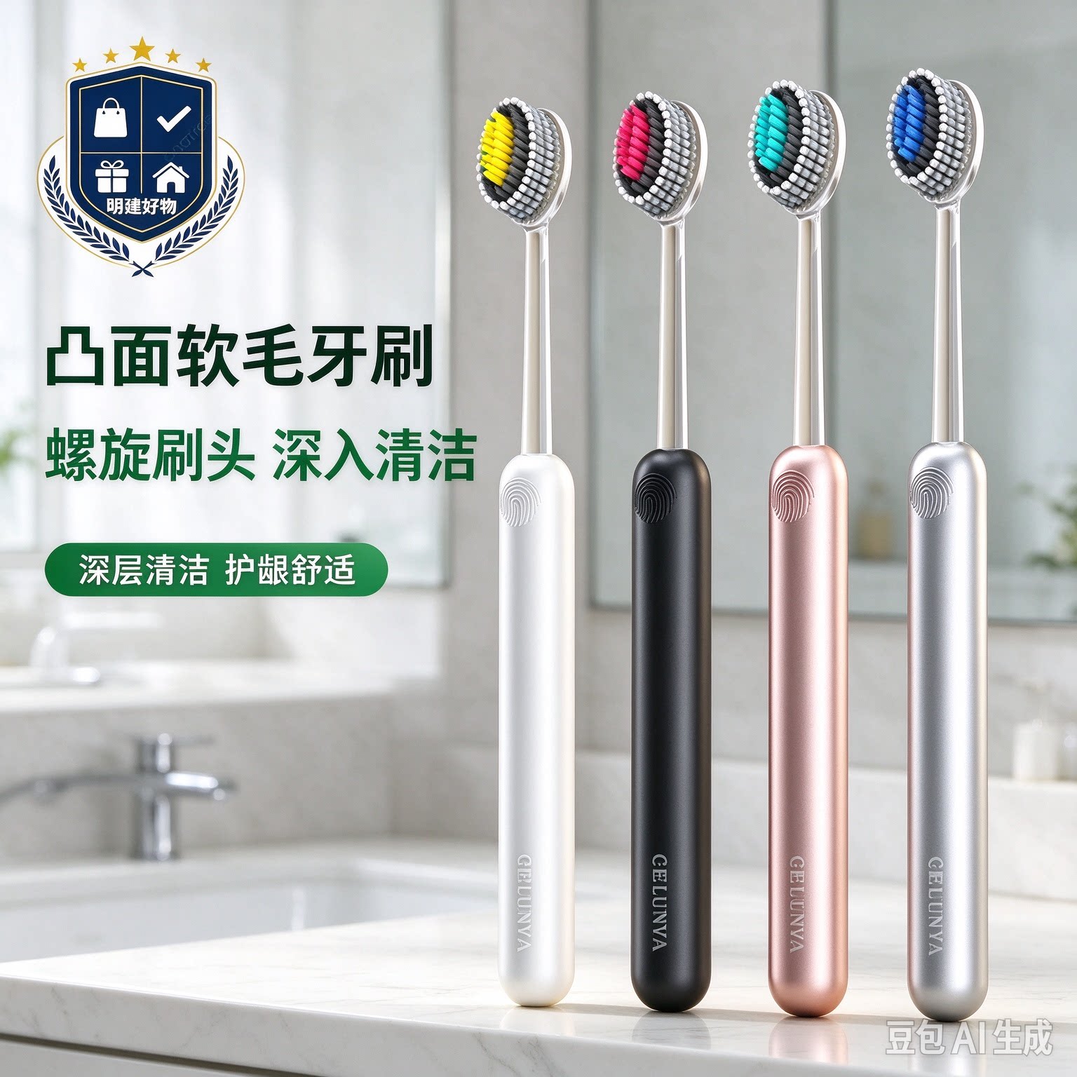 【高级轻奢山型牙刷】橄榄头螺旋弹力软毛口腔护理家用护龈CL