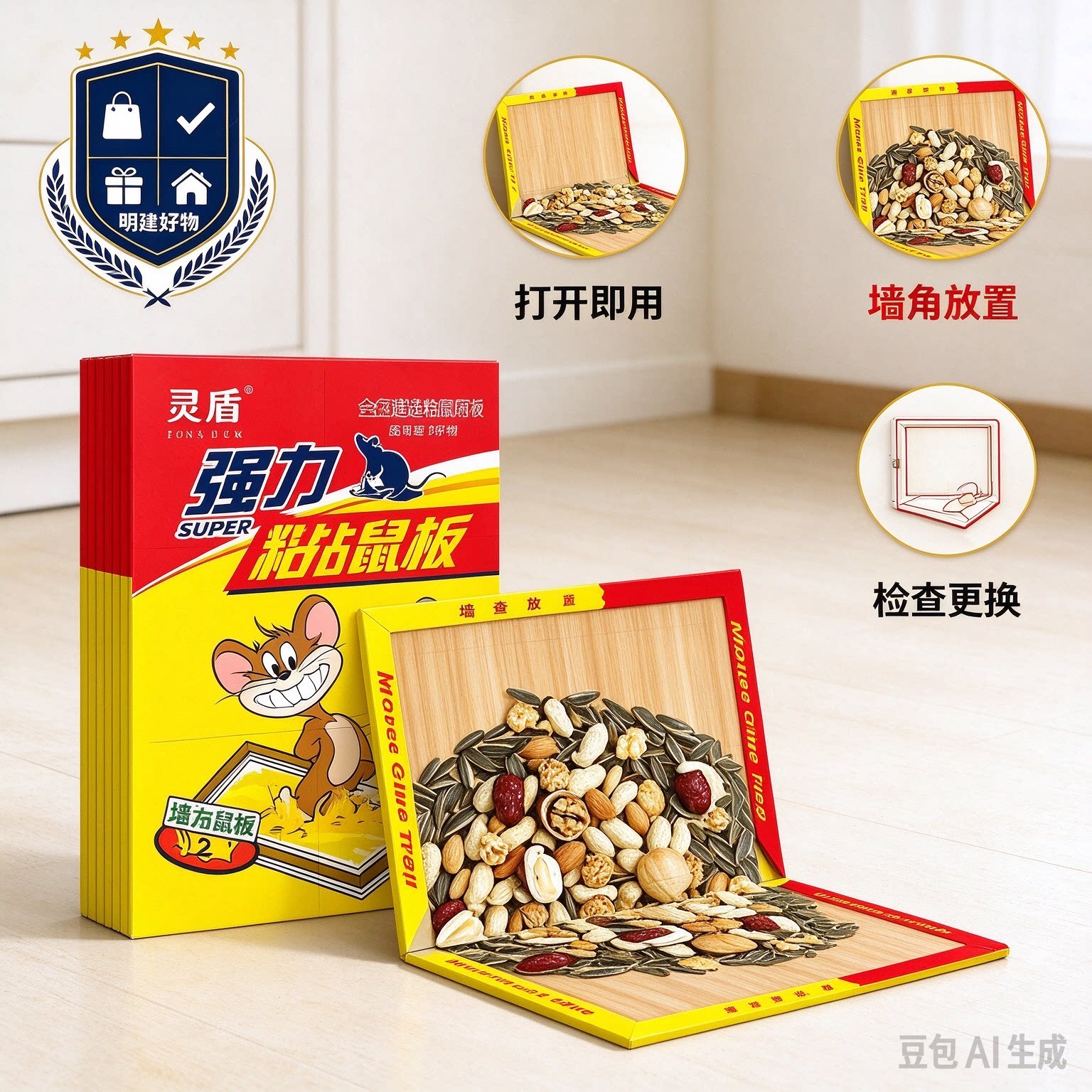 【到手10大张】强力粘鼠板加大加厚加胶任意折叠奶香坚果图案板JM