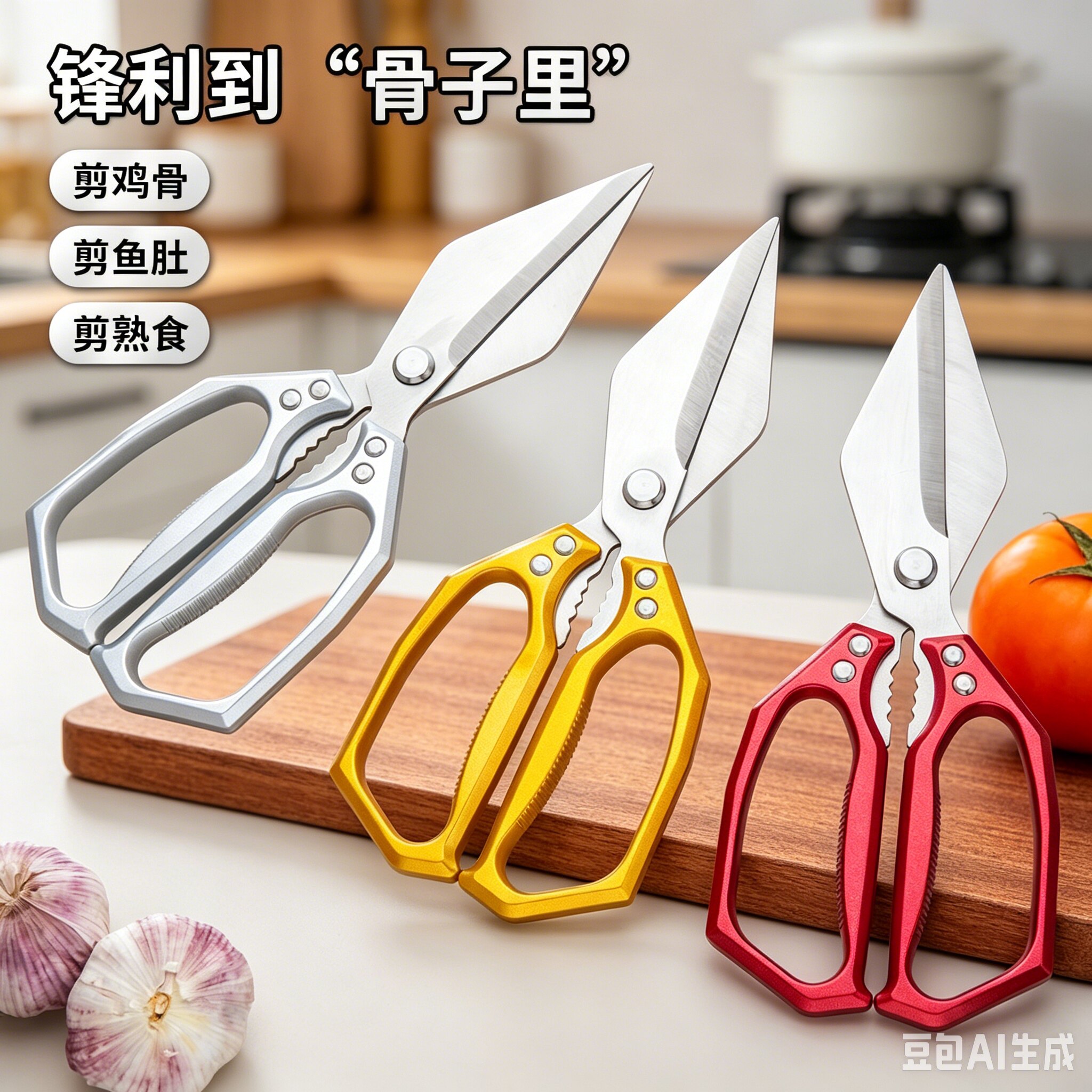 【买一送一】大头不锈钢剪刀鸡鱼肉鸡骨剪刀强力家用剪骨刀ZX2