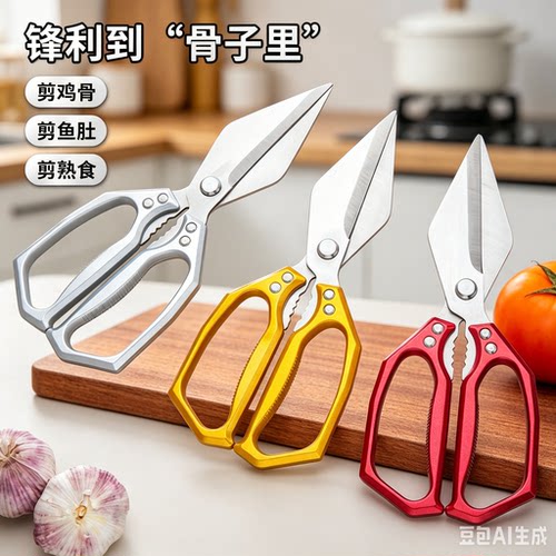【买一送一】大头不锈钢剪刀鸡鱼肉鸡骨剪刀强力家用剪骨刀ZX2
