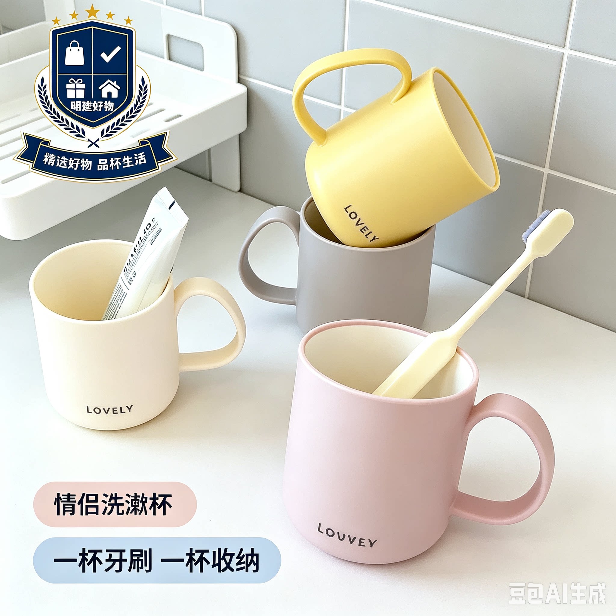 防霉抗菌简约高级漱口杯双层加厚情侣洗漱杯高颜值防摔家用牙缸CX