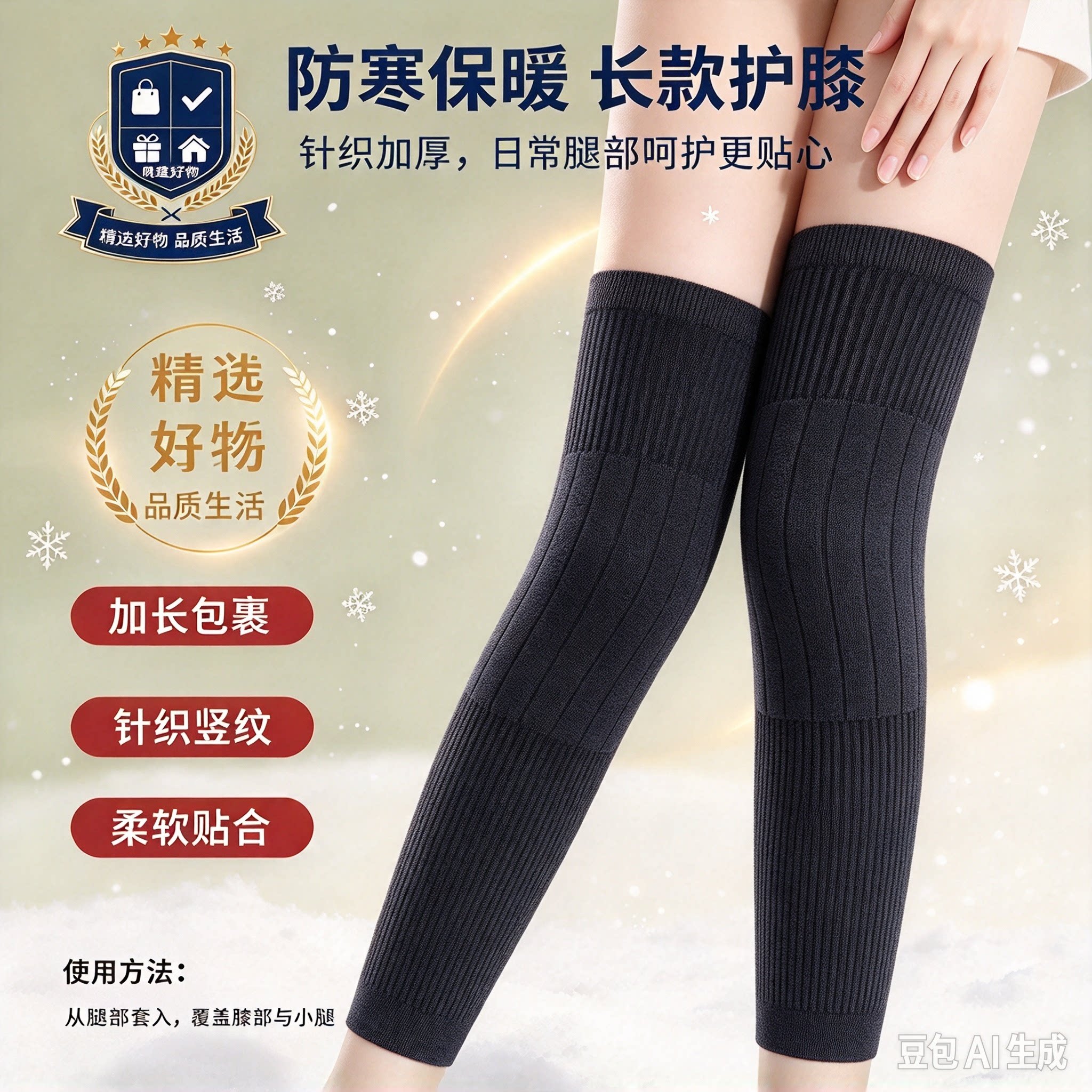 【买一送一】新款羊绒护膝过膝长筒袜套男女防寒保暖护膝加厚款CL