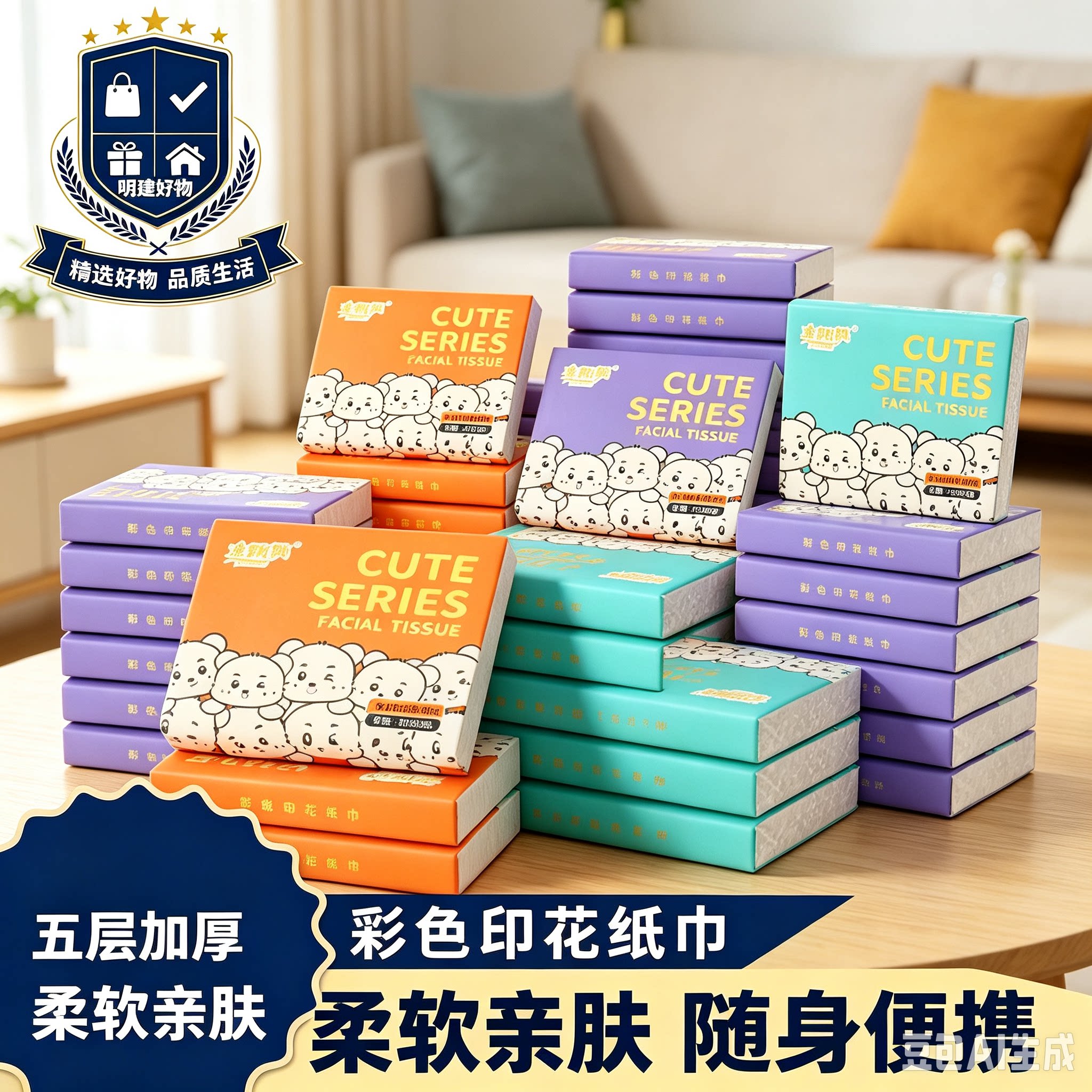 金飘飘印花纸巾随身便携式小包抽纸整箱家用实惠装一次性抽纸CX2