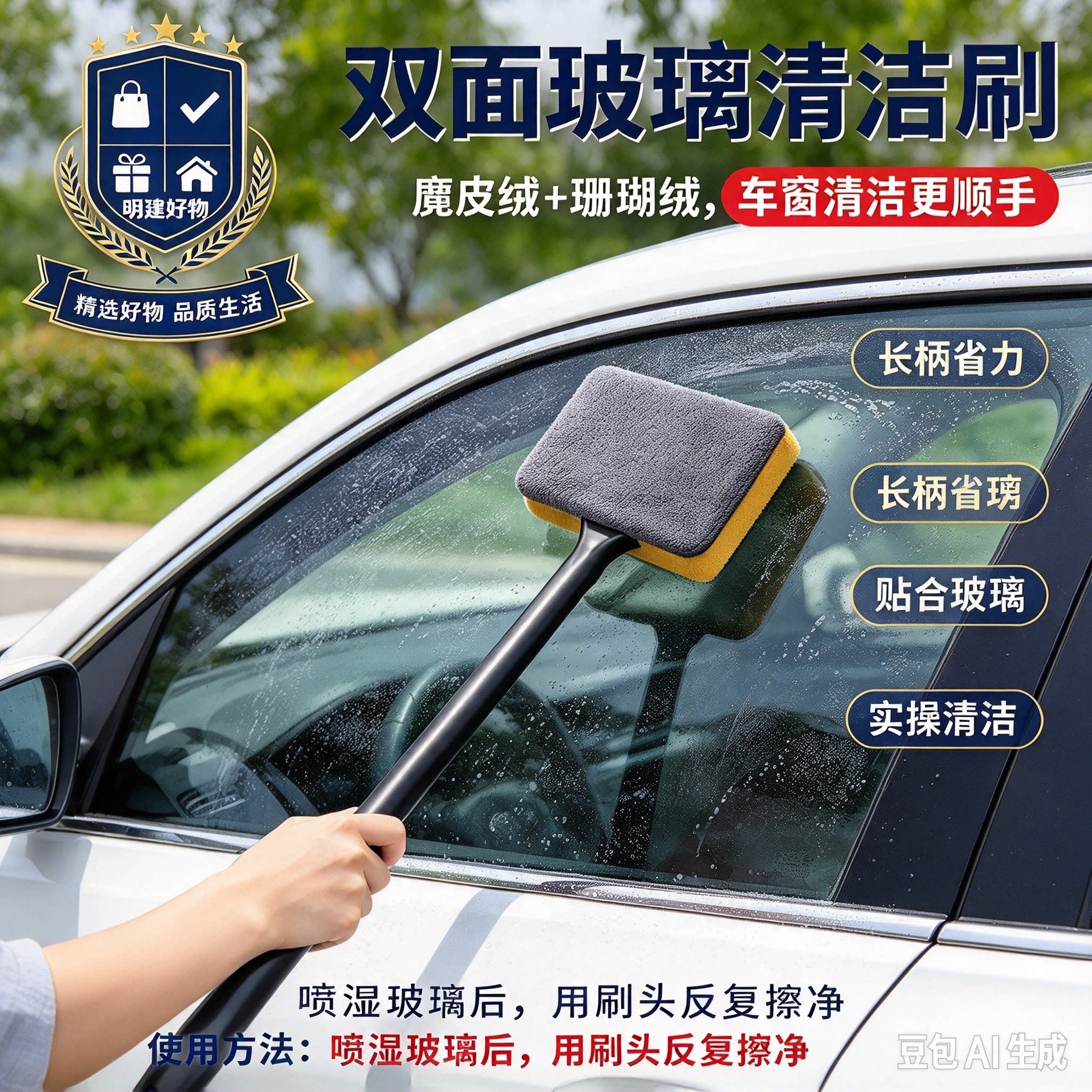买一送一挡风玻璃除雾刷车窗内饰防雾除水除尘掸加长杆室内打扫CL