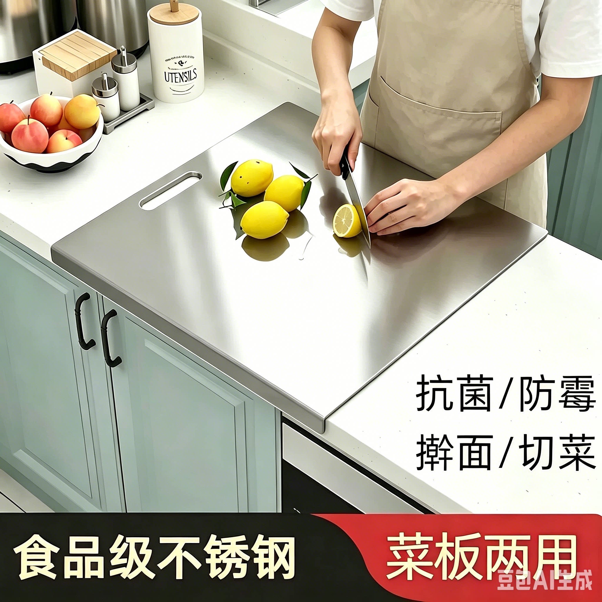 告别发霉木板不锈钢加厚面板光滑不粘面切菜揉面两不误易清洁CX3