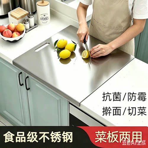 告别发霉木板不锈钢加厚面板光滑不粘面切菜揉面两不误易清洁CX3