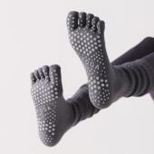 秋冬长筒瑜伽五指袜女专业防滑分趾袜初学者健身训练舞蹈运动袜子