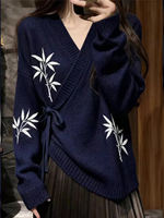 New Chinese-style women's clothing, a sweater with a traditional Chinese style, exudes a sense of elegance and sophistication, and is extremely good-looking. Loose knitted top for women's 2026 autumn new style thumbnail 2