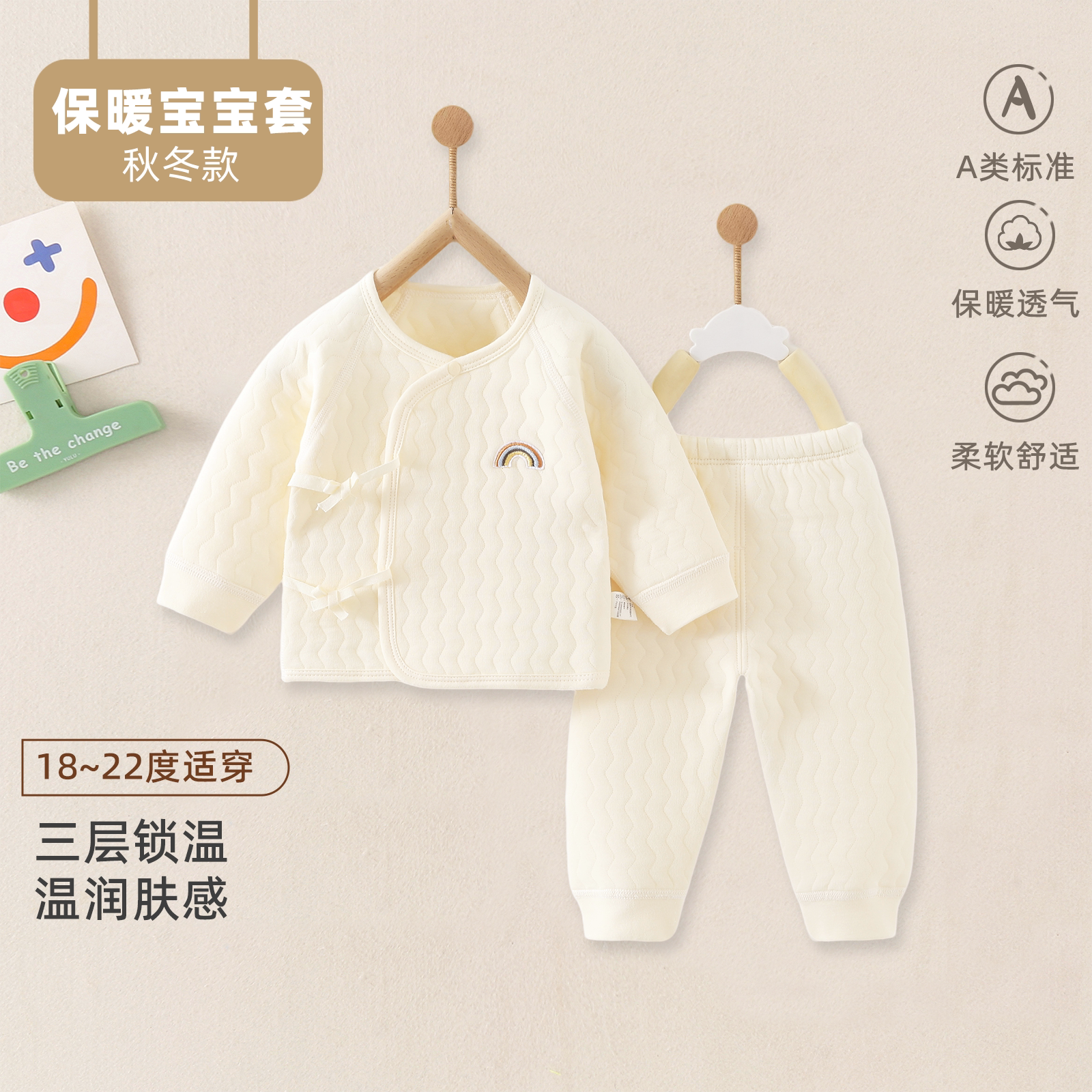 初生婴儿衣服秋冬季保暖套装A类夹棉分体睡新衣生儿宝宝衣服童装
