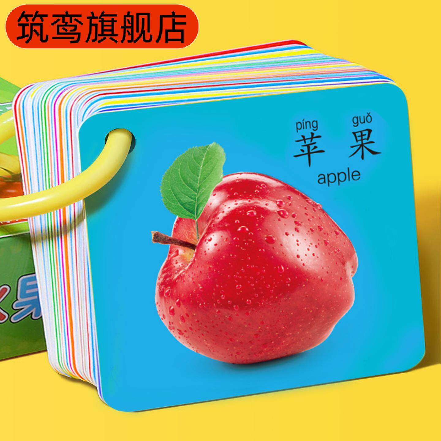 儿童双面动物认知早教识字卡