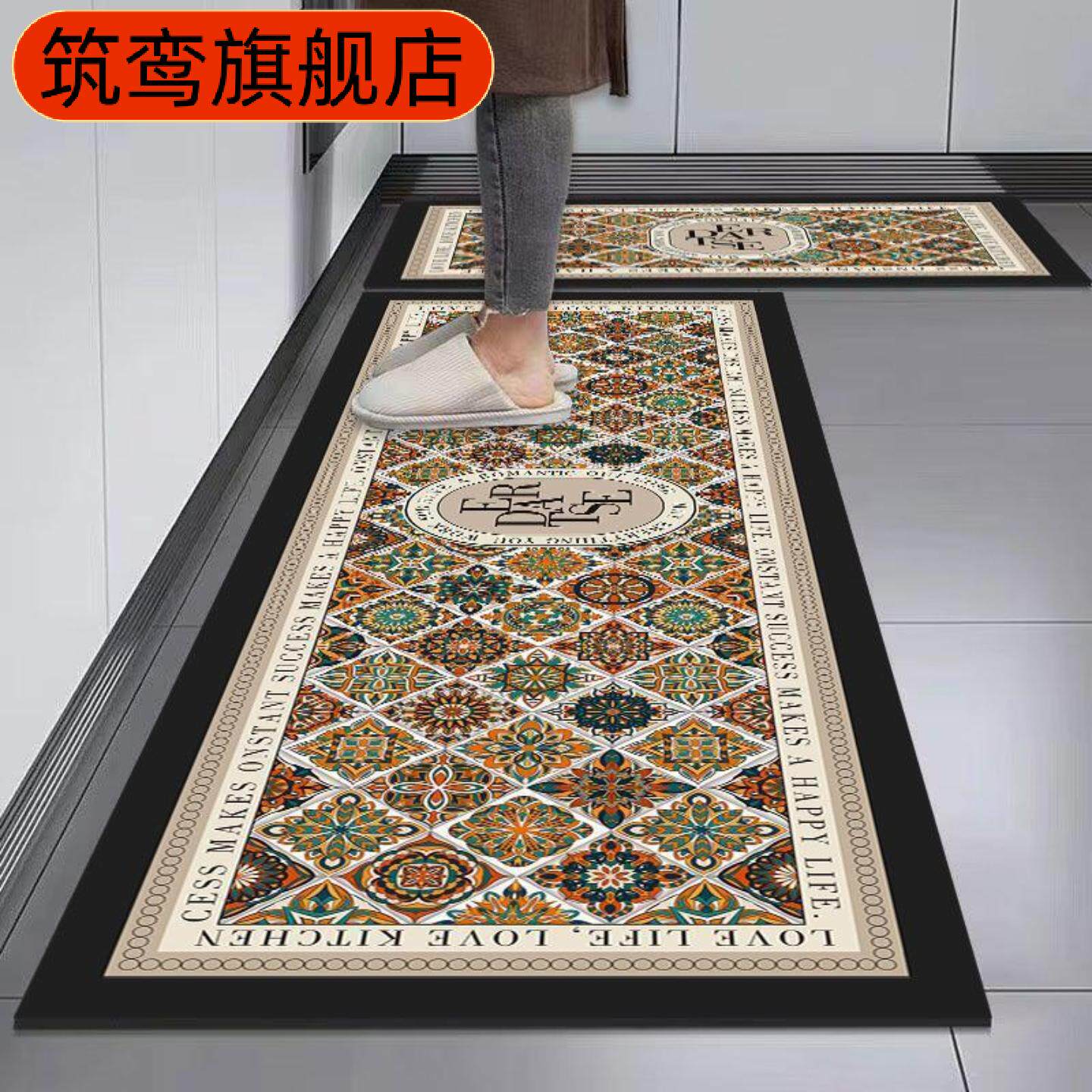 厨房地垫简约吸水吸油脚垫家用餐厅门口耐磨防滑硅藻泥地垫易打理