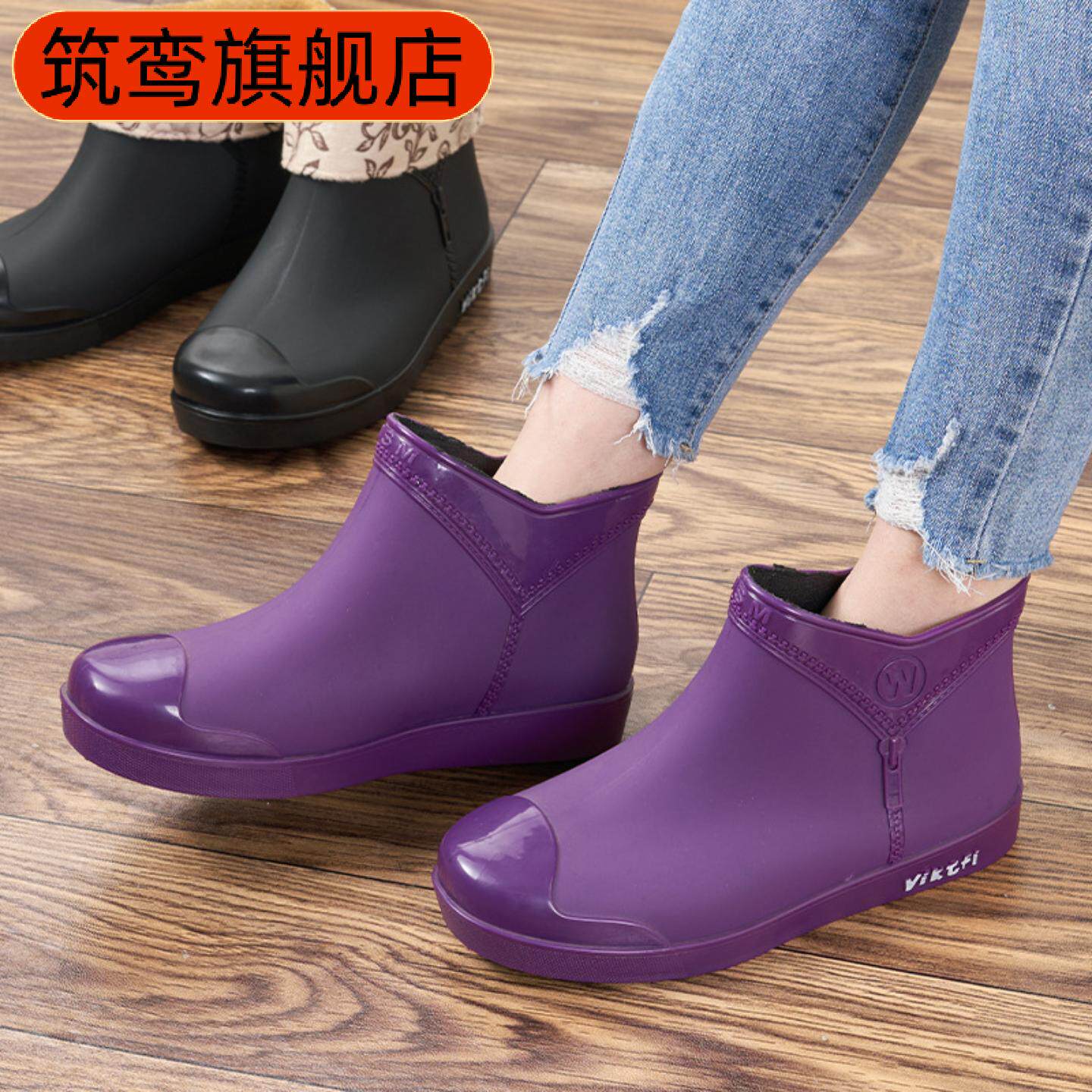 时尚女款外穿雨鞋舒适防滑女士雨靴韩版轻便低帮女式胶鞋平底水鞋