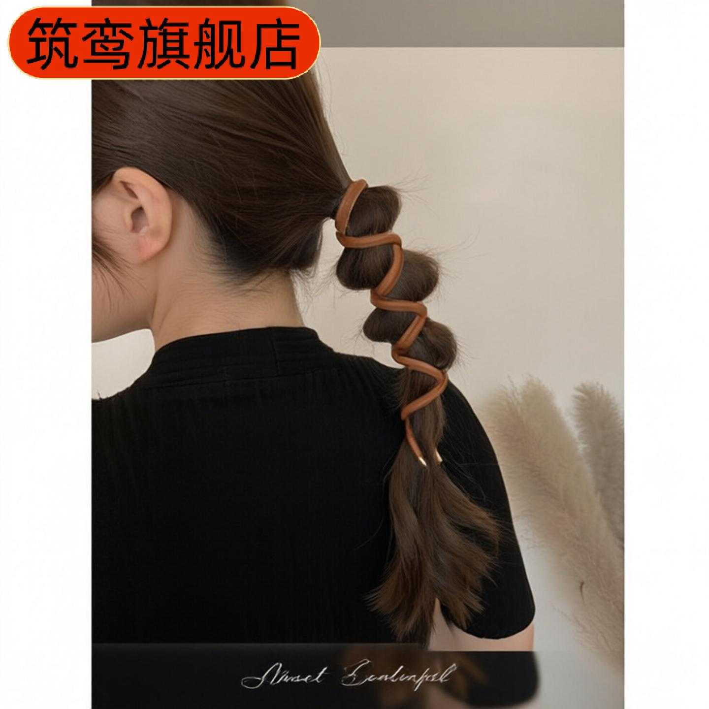 网红爆款2023新款皮革扎马尾女用