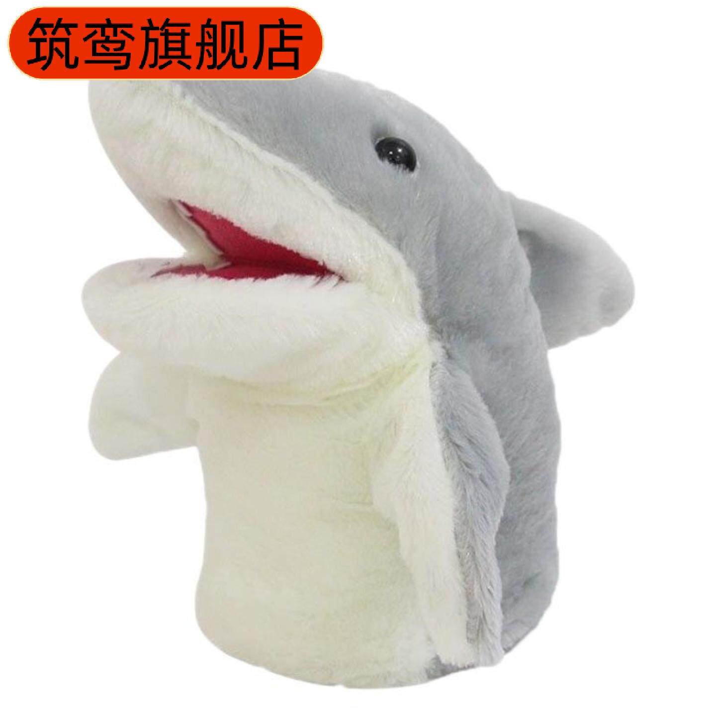 搞笑毛绒鲨鱼暖手互动手套