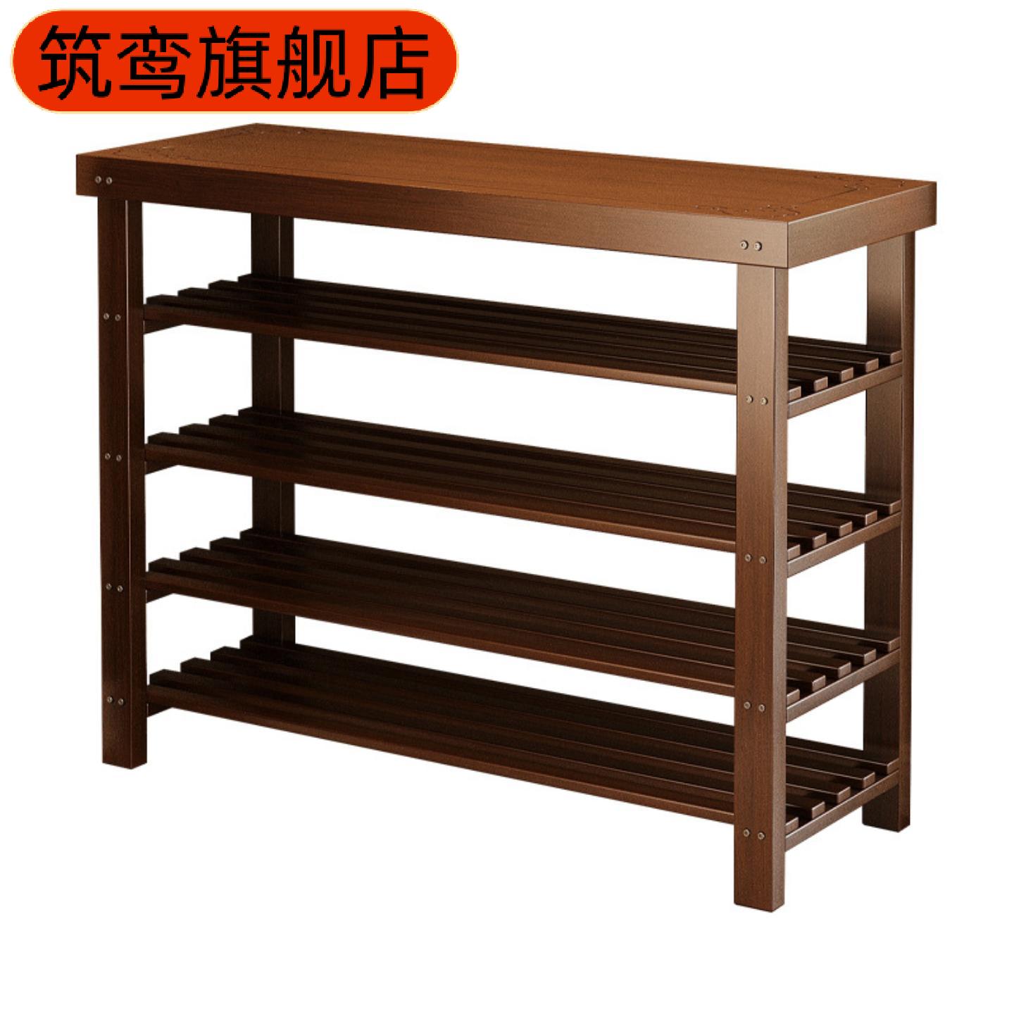 简易木制雕花多层鞋架家用玄关