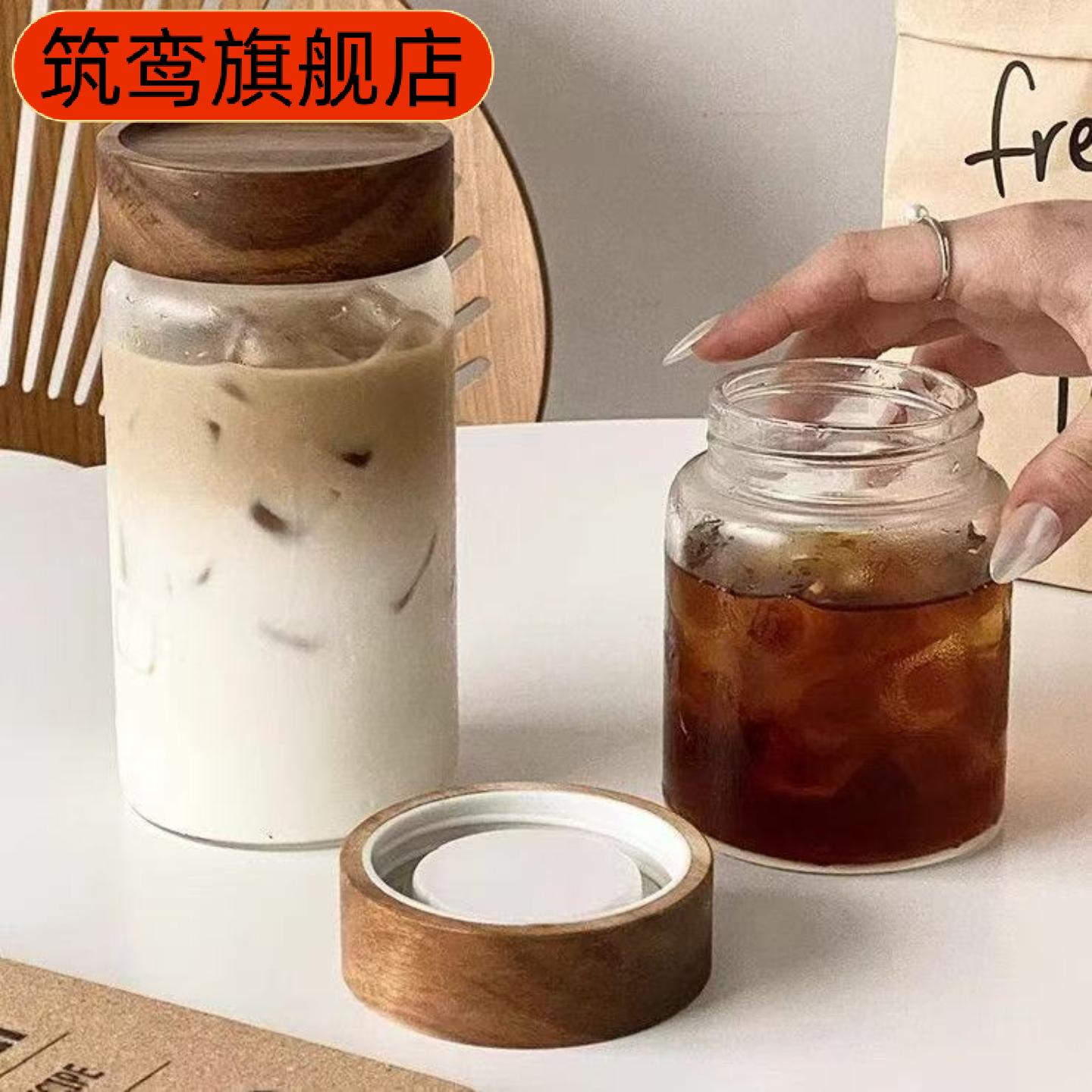 高硼硅玻璃网红竹盖密封水杯|+