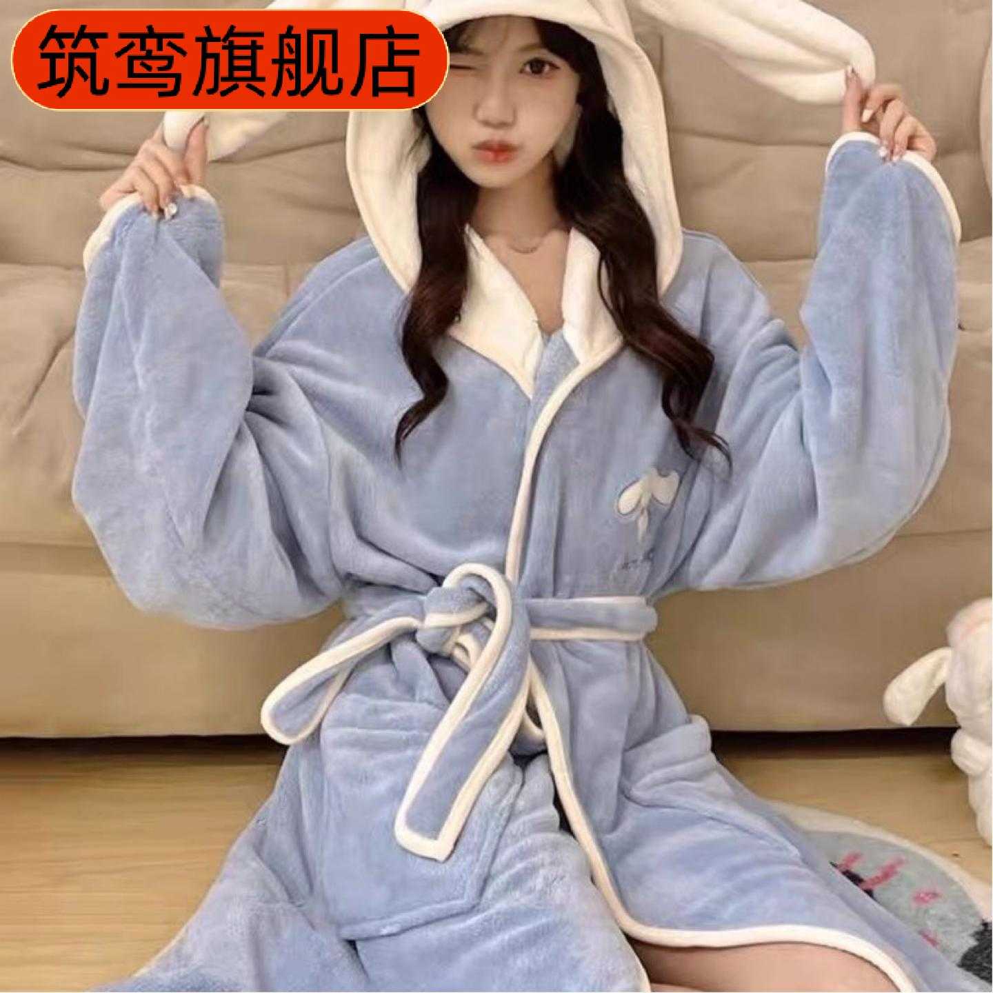 卡通连帽日系珊瑚绒吸水速干暖绒