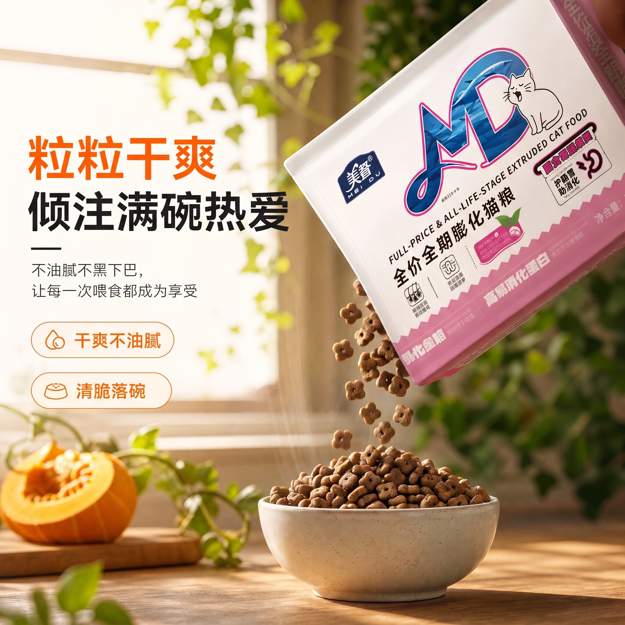 美督全价膨化猫粮鲜肉均衡试吃装