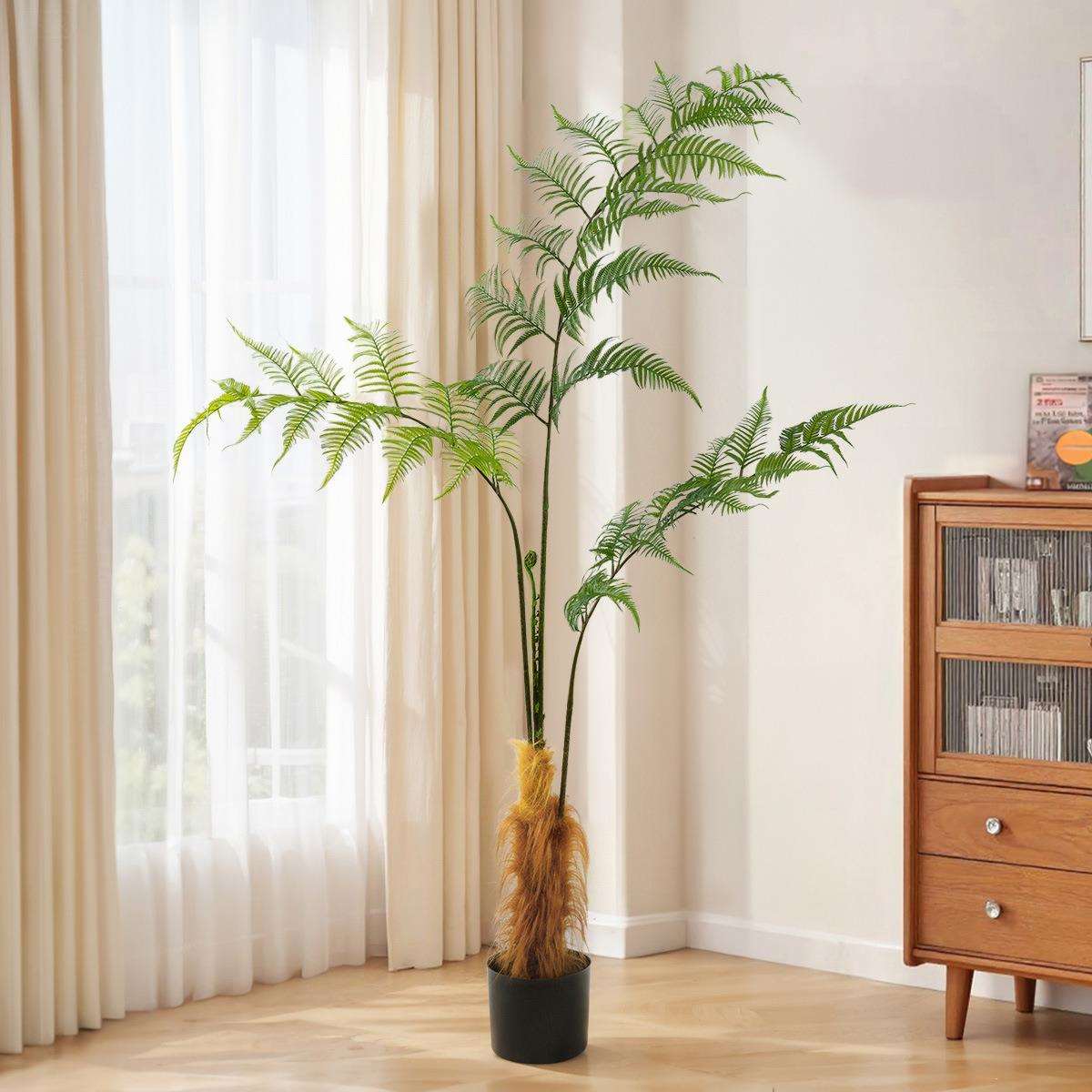 仿真大型绿植猴头蕨金丝蕨家居装饰摆件植物假树马尾蕨落地盆栽