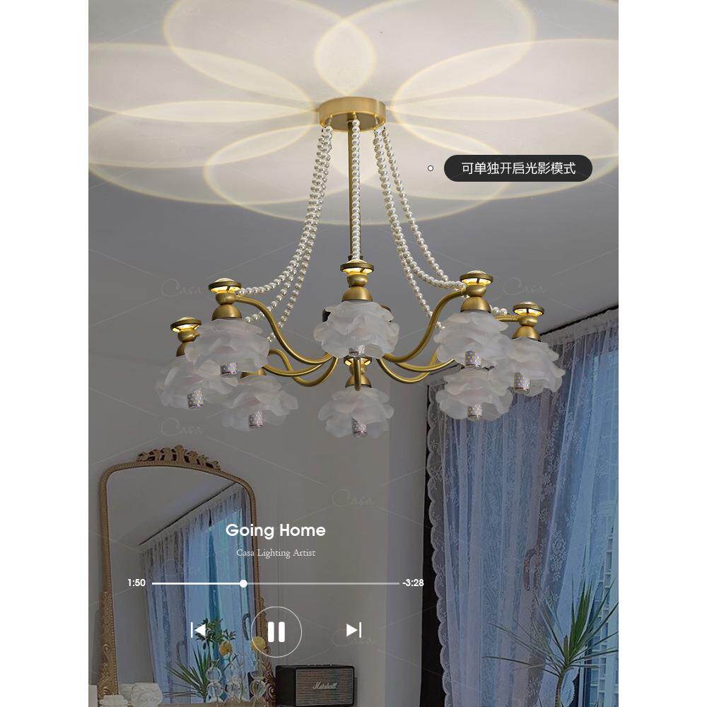 【玫瑰花】美式花朵客厅吊灯法式复古卧室餐厅玻璃轻奢主灯具casa