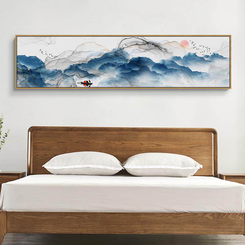 新中式水墨禅意客厅装饰画山水横幅酒店卧室床头挂画壁画山水画