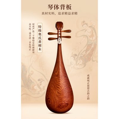 星海 琵琶乐器特级奥氏黄檀材质原木抛光酸枝木演奏级琵琶8914-AA