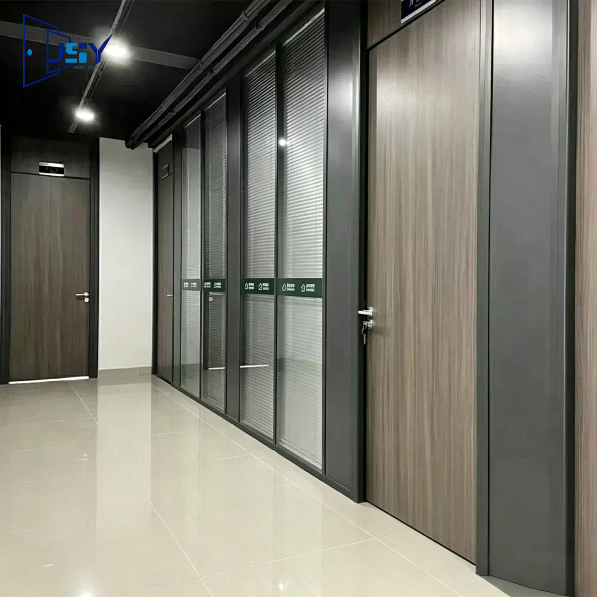 办公玻璃隔断墙办公室隔断空中百叶高隔断铝合金钢化玻璃高隔间