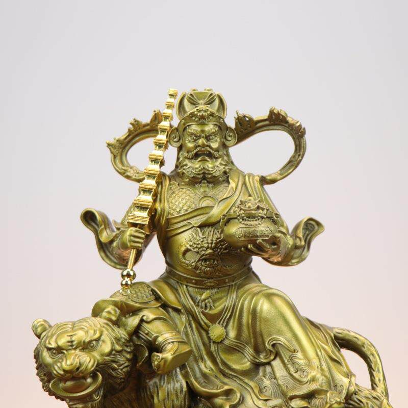 杨铜记 铜武财神 赵公明骑虎财神爷聚宝盆 龙虎玄坛爷古玩收藏