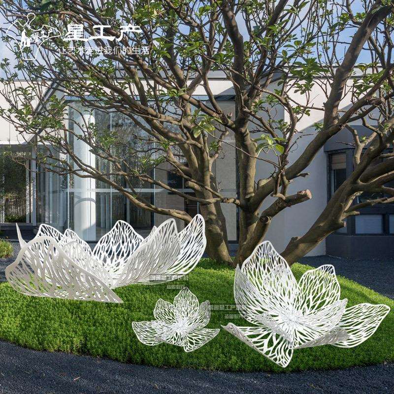 楼盘园林水景水池不锈钢花装饰金属植物雕塑城市别墅商场景观摆件