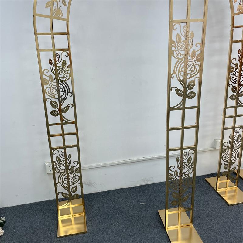 新款婚庆道具婚礼舞台背景装饰铁艺拱门花架三杠镂空玫瑰花架子