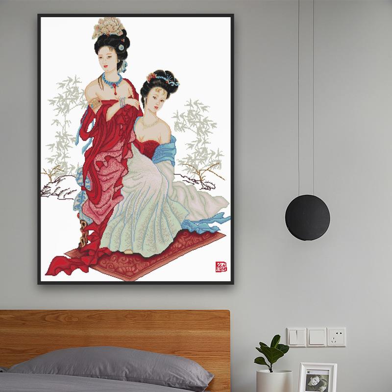 厂家十字绣出浴图古典美女系列客厅卧室中式经典大幅刺绣